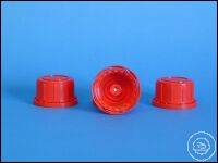 Safety screw closure with venting system, GL 32 Safety caps  made of PP for square bottles with...