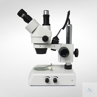 Stereo zoom microscope with direct and transmitted illumination and...