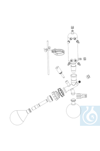 Glazen set G6 NS 29/32 Verticale koeler; middenstuk met klep voor refluxdestillaties.   	De...