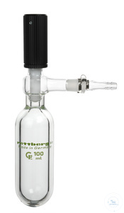 Reaktionsrohr, 100 ml, mit PTFE-Ventil Durchlass 0-10 mm, Gesamtlänge 250 mm, Außen-Ø 50 x 7 mm...