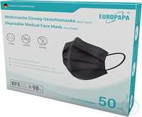 Atemschutzmasken, schwarz Medizinisch Type IIR Norm EN14683 TÜV CE...