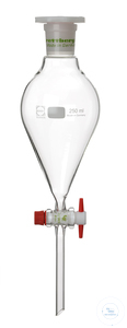 Separatory funnel, 500 ml, conical, non-grad., PFTE plug size 14,5/4 mm, PE-stopper size 29/32...
