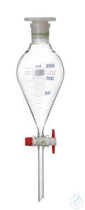 Separatory funnel, 50 ml, conical, grad., PTFE plug size 12,5/2,5 mm, PE-stopper size 19/26...