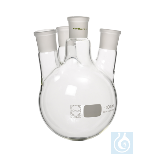 4-neck flask, 500 ml, mn size 29/32, 3x sn size...