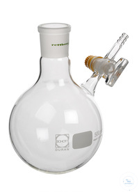 Ballon de Schlenk, 100 ml, douille NS 14,5/23, robinet latéral en verre 2,5 mm et olive 9 mm...