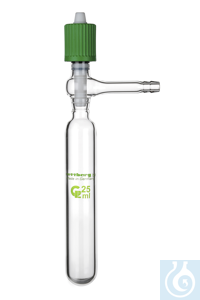 Schlenkrohr, 250 ml, Vakuumventil mit Feingewinde 0 - 8 mm, Olive 9 mm, Borosilikatglas 3.3