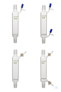 Filter tube, 250 ml, 2x glass stopcock, 2x cone size 29/32, frit por. 4 Filter tube (4), 250 ml,...