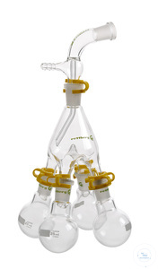 Distilling receiver Bredt-type, with socket size 29/32, distributor and 4x flasks 100 ml...