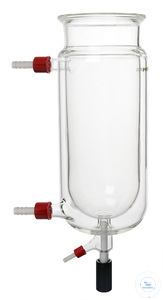 Reaction vessel, 100 ml, DN 60 with groove, temp.-jacket with 2x GL 32 thick-walled, run-off...