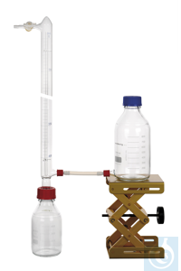 Eudiometer-Einheit nach DIN 38414 Teil 8 Eudiometerrohr 400 ml, Vorratsgefäß 500 ml, Niveaugefäß...