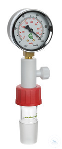 Klokmanometer met 2 schaalbereiken, overgangsstuk schroefdraad GL 32 op Kern NS 29/32...