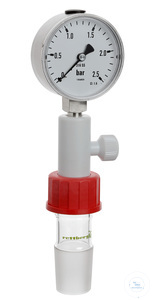 Überdruck-Manometer, komplett mit Übergangsstück Gewinde GL 32 auf Kern NS 29/32...