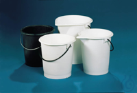 Emmer, LDPE, met giettuit, wit, 15 L, met stalen beugel met kunststofcoating, Kautex serie 610