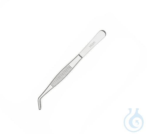 neoChoice Pinzette, Edelstahl 1.4301, gebogen, stumpf, Länge 14 cm