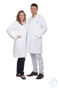 neoLab® Laboratory coat for men, cotton, lapel collar, 1/1 length, size 50