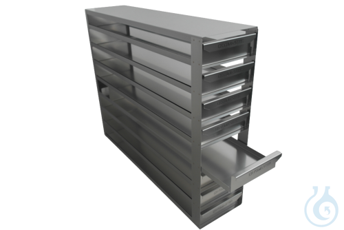 Cryomaster® Schrankeinschub mit Griffkante für 24 Boxen bis 136x136x53mm, 4 tief