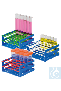 neoRack® tube rack interlocking blue/orange, PP, 9 x 9 tubes 13 mm