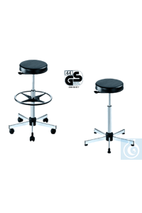 neoLab® Laboratoriumkruk, zitting in kunstleer, wielen + voetring, in hoogte verstelbaar 59-83 cm...