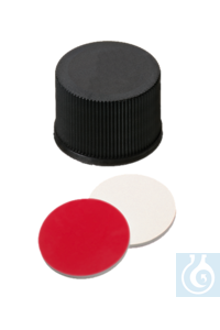 neochrom® Schraubkappen ND15 geschlossen, Butyl rot/PTFE grau, 100 Stck./Pack Geschlossene Kappen...