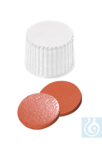 neochrom® Schraubkappen ND20 weiß geschl., Silikon weiß/PTFE rot, 100 Stck./Pack Geschlossene...