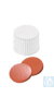 neochrom® Schraubkappen ND20 weiß geschl., Butyl rot/PTFE grau, 100 Stck./Pack Geschlossene...