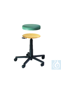 Draaibare kruk zitting imitatieleer, hoogteverstelling ca. 47-64 cm, wielen Laboratoriumkruk met...