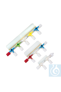 neoLab® Tapbank 5-voudig, polysulfon, 7 x LL female Platte uitvoering met kruisgreep Met...