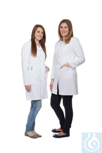 Dames laboratoriumjas, wit, getailleerd, 100 % CO, maat 44 De jas met de speciale chic! Witte,...