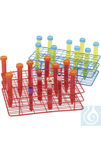 neoLab® Drahtgestell für Röhrchen 16 mm, 72 Plätze, blau Autoklavierbares blaues Drahtgestelle...