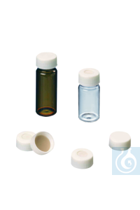 neochrom® Schraubkappen ND24 weiß m. Loch, Silikon natur/PTFE beige, 100 Stck./P...