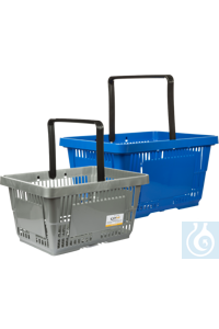 neoLab® Laboratory-Basket made from PP (Blue), 380 x 230 x 255 mm (L x H x W), Black Handles