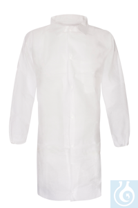 Cleanroom coat, PP white, universal size 105 cm long, 10 pcs/pack
