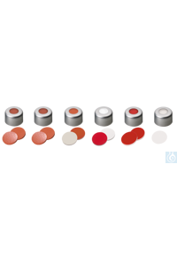 neochrom® Alu-Bördelverschluss ND8 farblos m. Loch, Naturkautschuk rot-or./TEF t