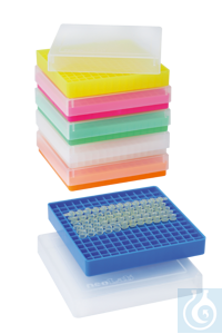 neoLabLine PCR-Aufbewahrungsbox, gelb Aufbewahrungsrack und Kryobox für PCR-Tubes und -Strips 0,2...