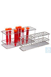 neoLab® stainless steel test tube rack for 12 mm Ø, 4 x 12 rows