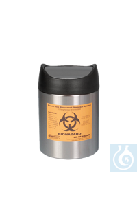 neoLab&reg; Biohazard tafelafvalbak, 17 cm hoog, 12,4 cm top &Oslash; Roestvrij...