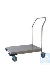 neoLab&reg; roestvrijstalen platformwagen 820 x 545 mm, 4 zwenkwielen Universele...