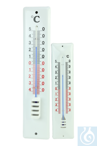 neoLab® Email-Außenthermometer weiß, 400 x 70 mm Email-Thermometer mit blauer Anzeigesäule , gut...