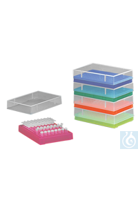 neoLab® Opslagrekje met deksel voor PCR buisjes, 96 plaatsen, roze Rek speciaal voor 0,2 ml...