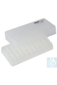 neoLab® Ablagekasten (PP) f. Mikrofläschchen, 50 Plätze, für 12 mm Ø Ablagekästen mit 5 x 10...