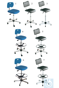neoLab® cleanroom stoel PU schuim blauw, in hoogte verstelbaar 73-97 cm, glijders + voetring...