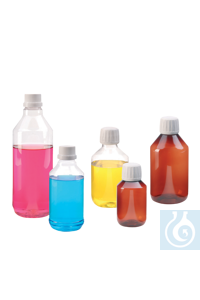 neoLab® PET-Enghalsflaschen braun 250 ml Kunststoff-Flaschen aus braun-durchsichtigem Polyester....