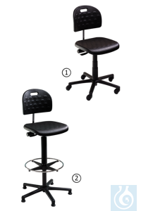 neoLab® cleanroom stoel PU schuim zwart, in hoogte verstelbaar. 42-54 cm, met glijders Duurzame...