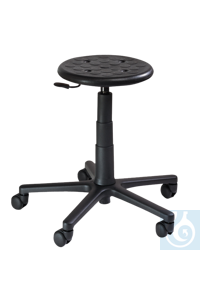 Swivel stool for clean rooms, round seat PU foam, with castors, adjustable in height 47-64 cm