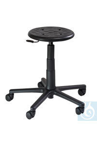 neoLab® Swivel stool for clean rooms, round seat PU foam, with castors, 42-54 cm heightv.