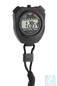 neoLab® stopwatch with lanyard: 1/100 sec, time, date display, split time, hour signal, alarm...