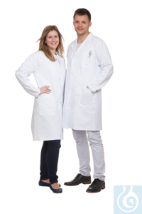 neoLab® Laboratory coat for men, cotton, lapel collar, 1/1 length, size 54