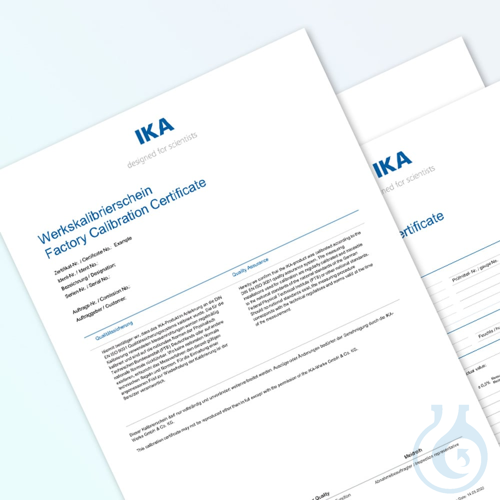Factory Calibration Certificate, fuer Laborgeraete