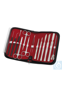 Dissecting set in leather, 13 pcs.