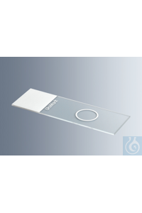 Objektträger UniMark&reg; mit 1 Ring, mit weißem Schriftfeld und einem Ring...